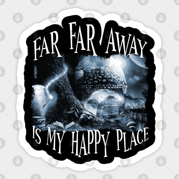 My Happy Place - Black & White Sticker by Shwajn-Shop